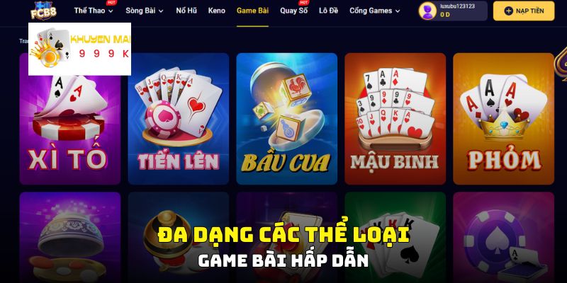 Đa dạng các thể loại game bài hấp dẫn