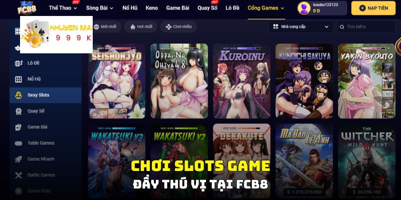 Chơi slots game đầy thú vị tại FCB8