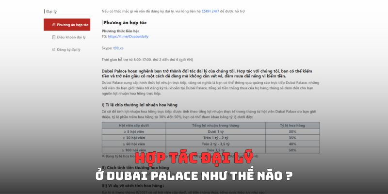 Hợp tác đại lý Dubai Palace như thế nào