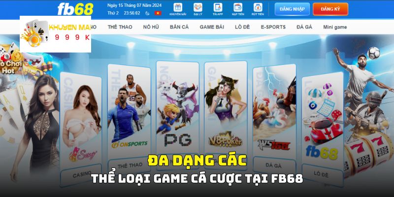 Đa dạng các thể loại game cá cược tại FB68