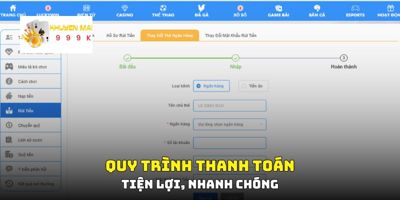 Quy trình thanh toán tiện lợi, nhanh chóng